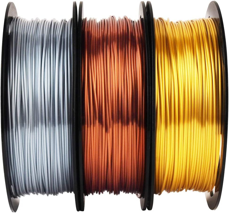 Shiny Silk Gold Silver Copper PLA Filament Bundle, 1.75Mm 3D Printer Filament, Each Spool 0.5Kg, 3 Spools Pack, with One 3D Printer Remove or Stick Tool