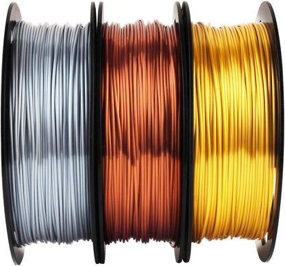 Shiny Silk Gold Silver Copper PLA Filament Bundle, 1.75Mm 3D Printer Filament, Each Spool 0.5Kg, 3 Spools Pack, with One 3D Printer Remove or Stick Tool